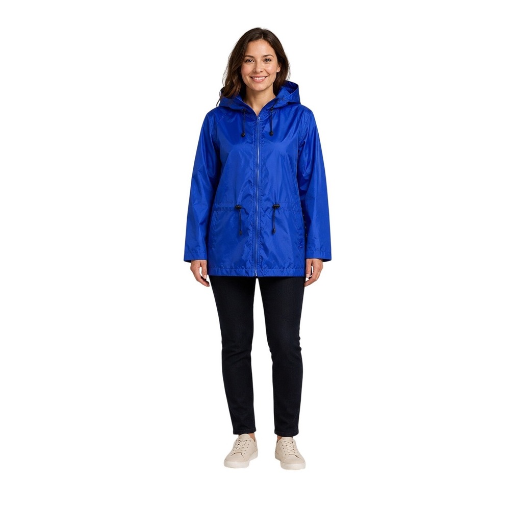 Chadwick's Hooded Windbreaker Jacket Womens M Blue Gorpcore Minimalist Zip